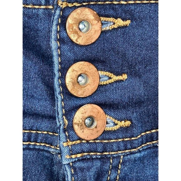 No Boundaries Womens Denim Shorts 19 High Rise Stretch Blue Jean Button Fly Cuff - Picture 4 of 8